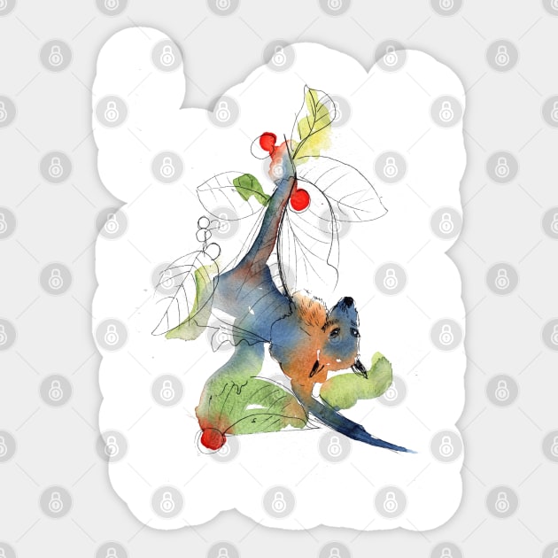 Flying fox Sticker by Maria Mi Art